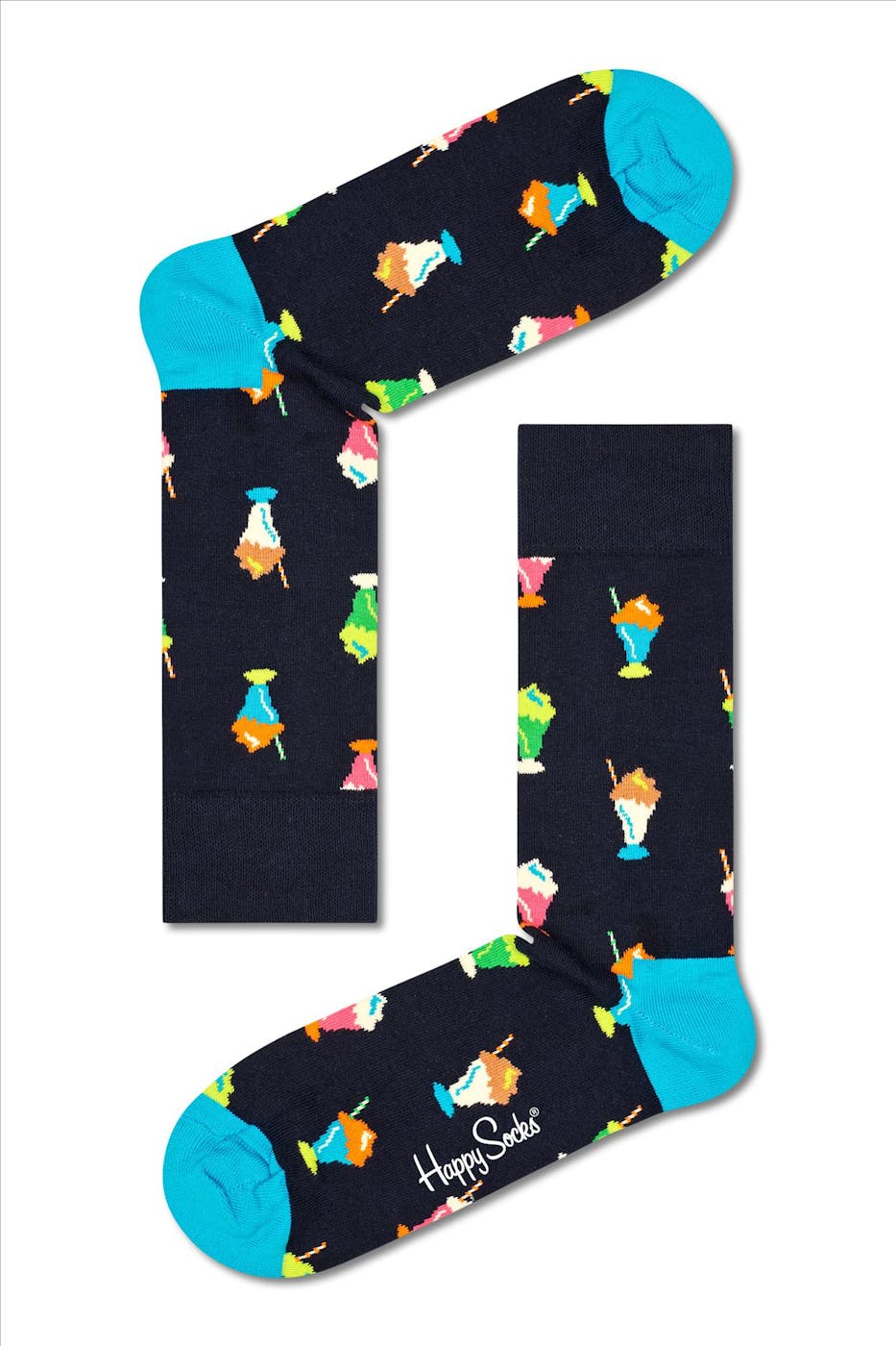 Happy Socks - Zwarte-multicolour Milshake sokken, maat: 41-46
