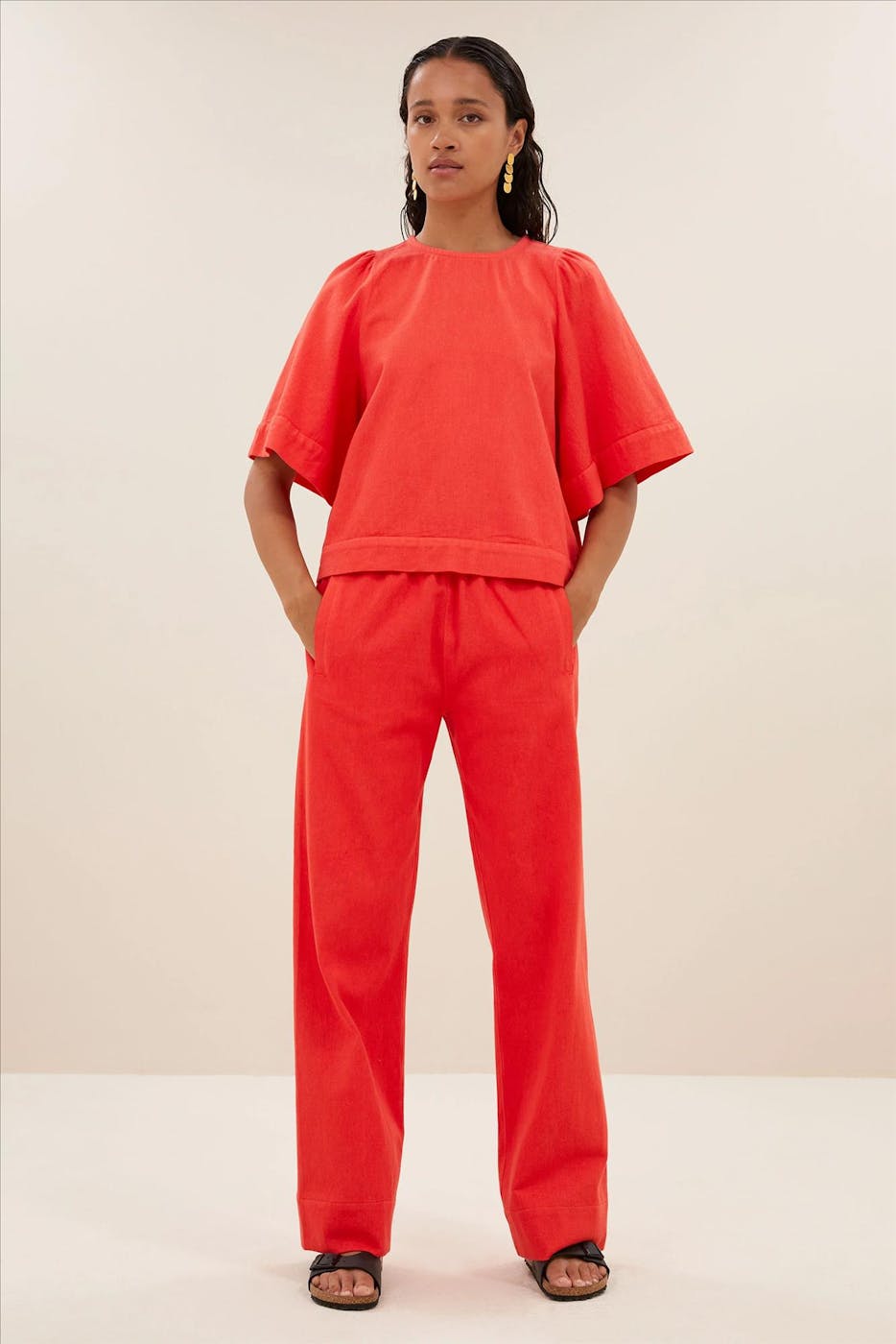 BY BAR - Rode Mees Twill broek