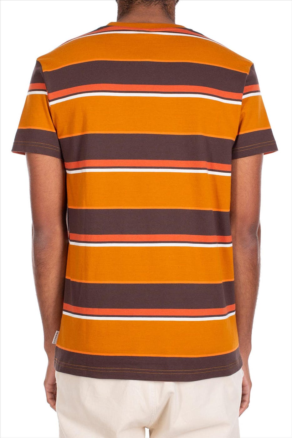 Iriedaily - Cognac-donkerbruine Big Tony Stripe T-shirt