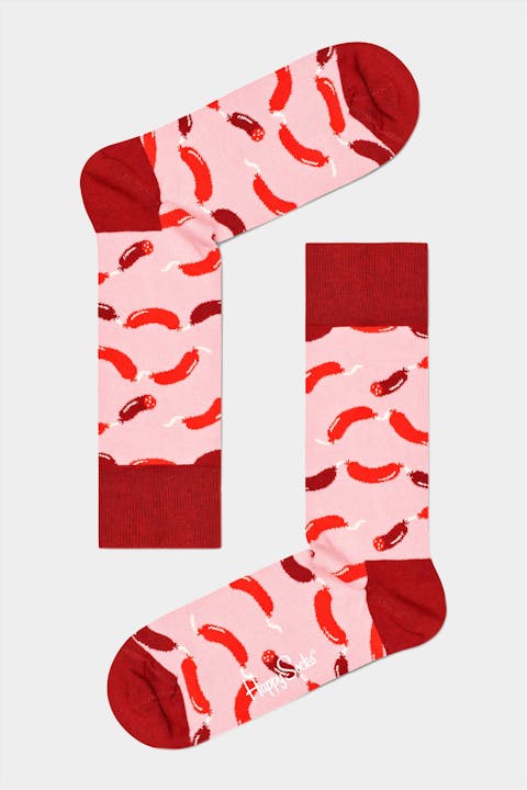 Happy Socks - Roze-rood Sausage Sokken, maat 36-40