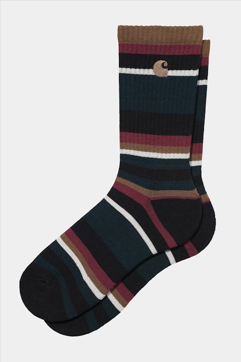Carhartt WIP - Donkergroene-multicolour Huntley sokken, maat: 39-46