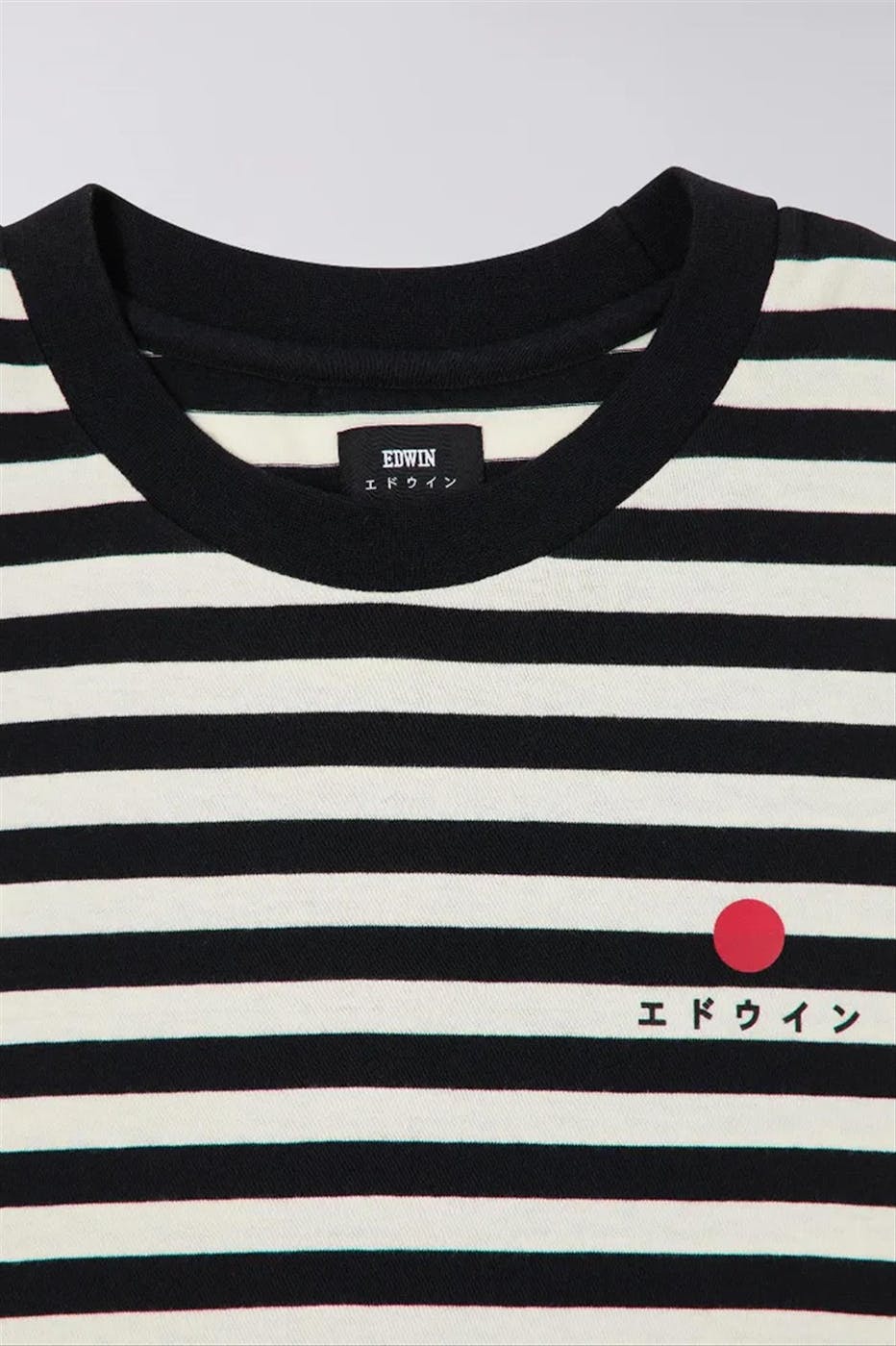 Edwin - Zwarte-Ecru Basic Stripe T-shirt