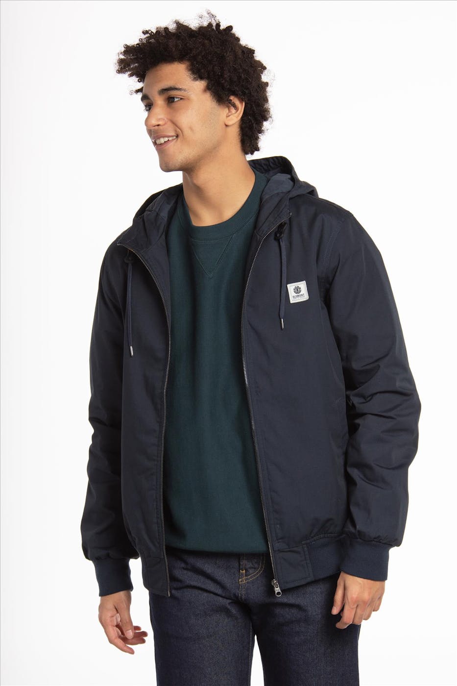 Element - Blauwe Dulcey Light bomber jacket met kap