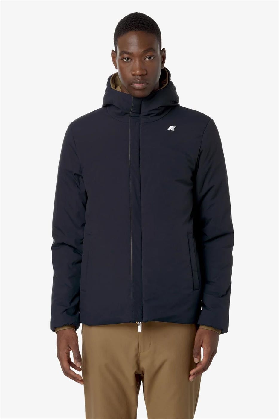 K-Way - Bruine-Donkerblauwe Jack Warm Double jas