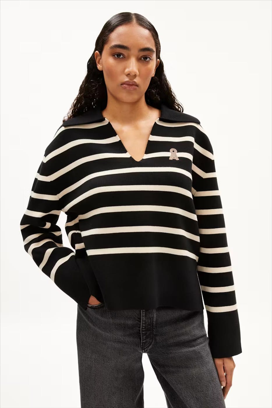 Armed Angels - Ecru-Zwarte Frejiaas Stripes trui