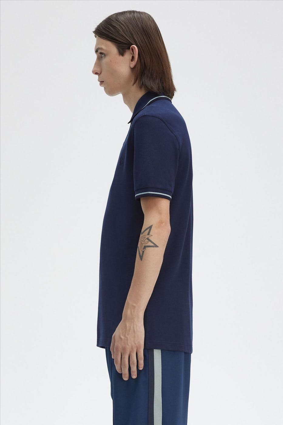Fred Perry - Donkerblauw-Mintgroene Twin Tipped polo