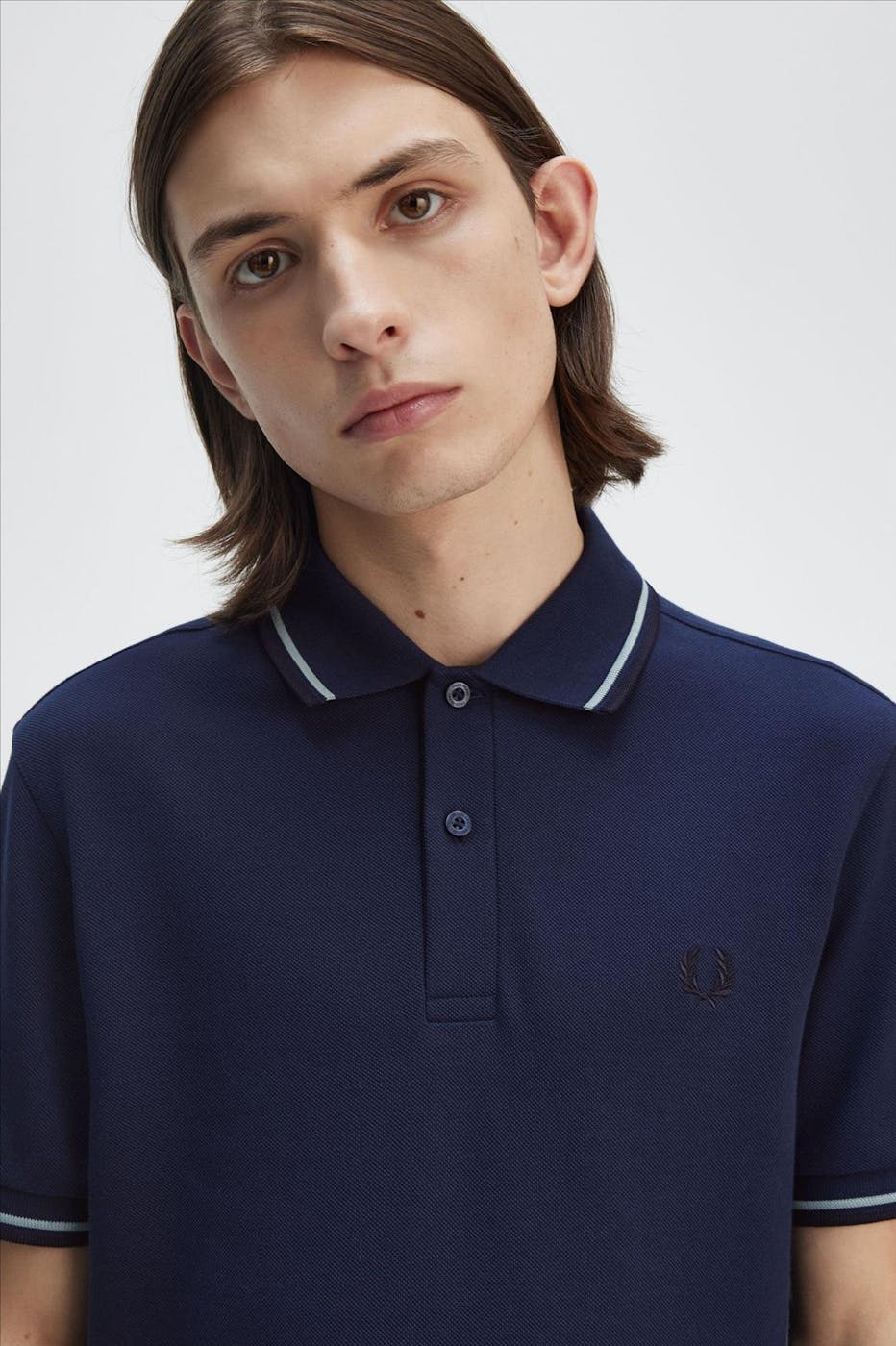 Fred Perry - Donkerblauw-Mintgroene Twin Tipped polo