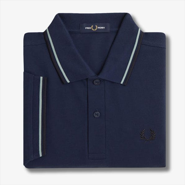 Fred Perry - Donkerblauw-Mintgroene Twin Tipped polo