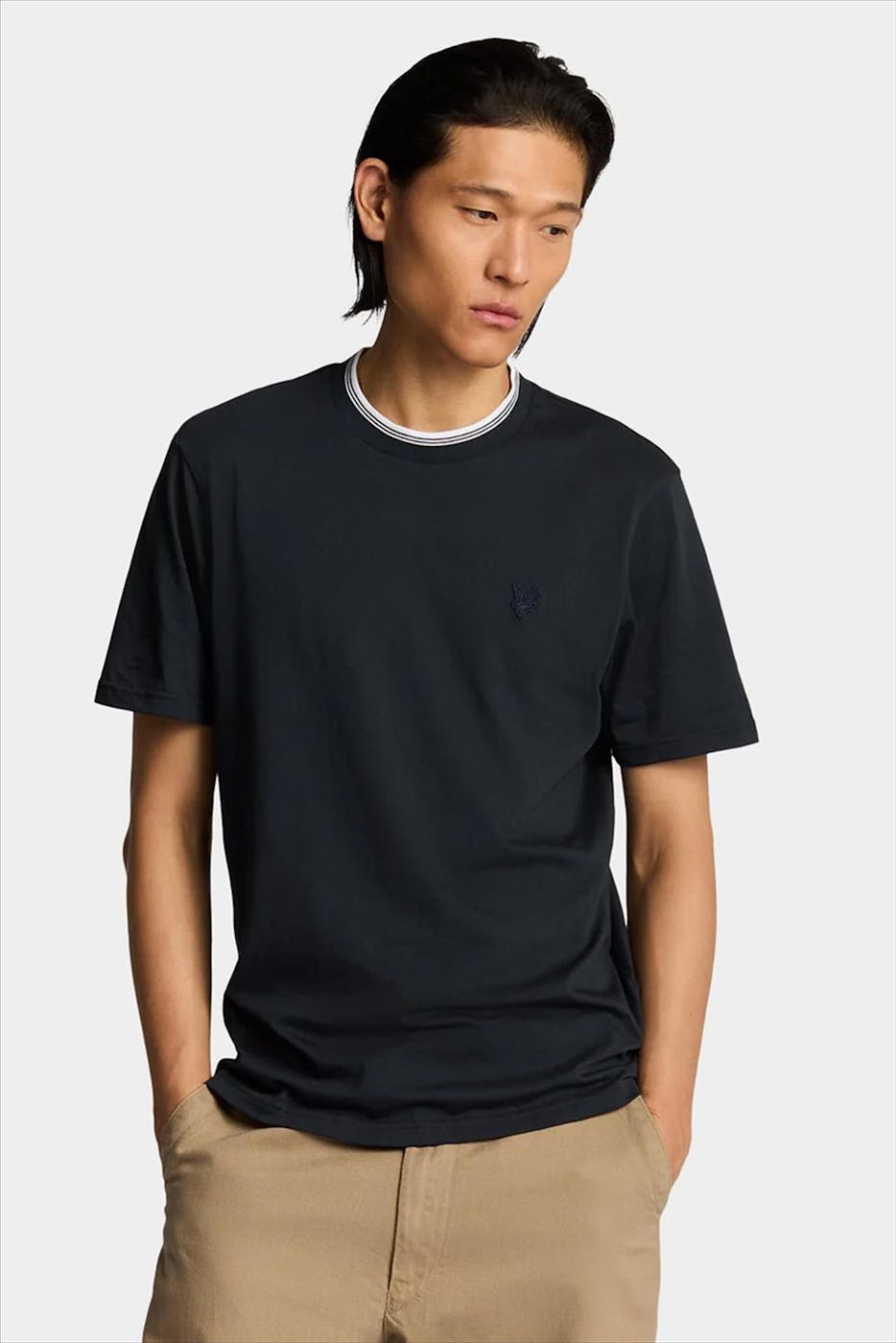 Lyle & Scott - Donkerblauwe Tipped Superfine T-shirt