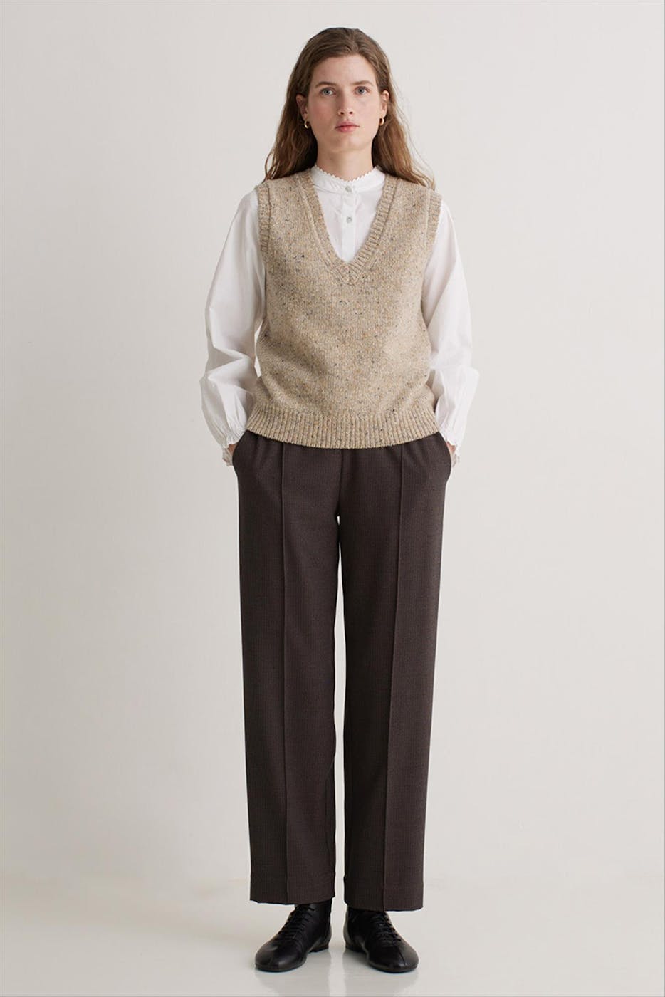 YERSE - Donkerbruine Checks broek