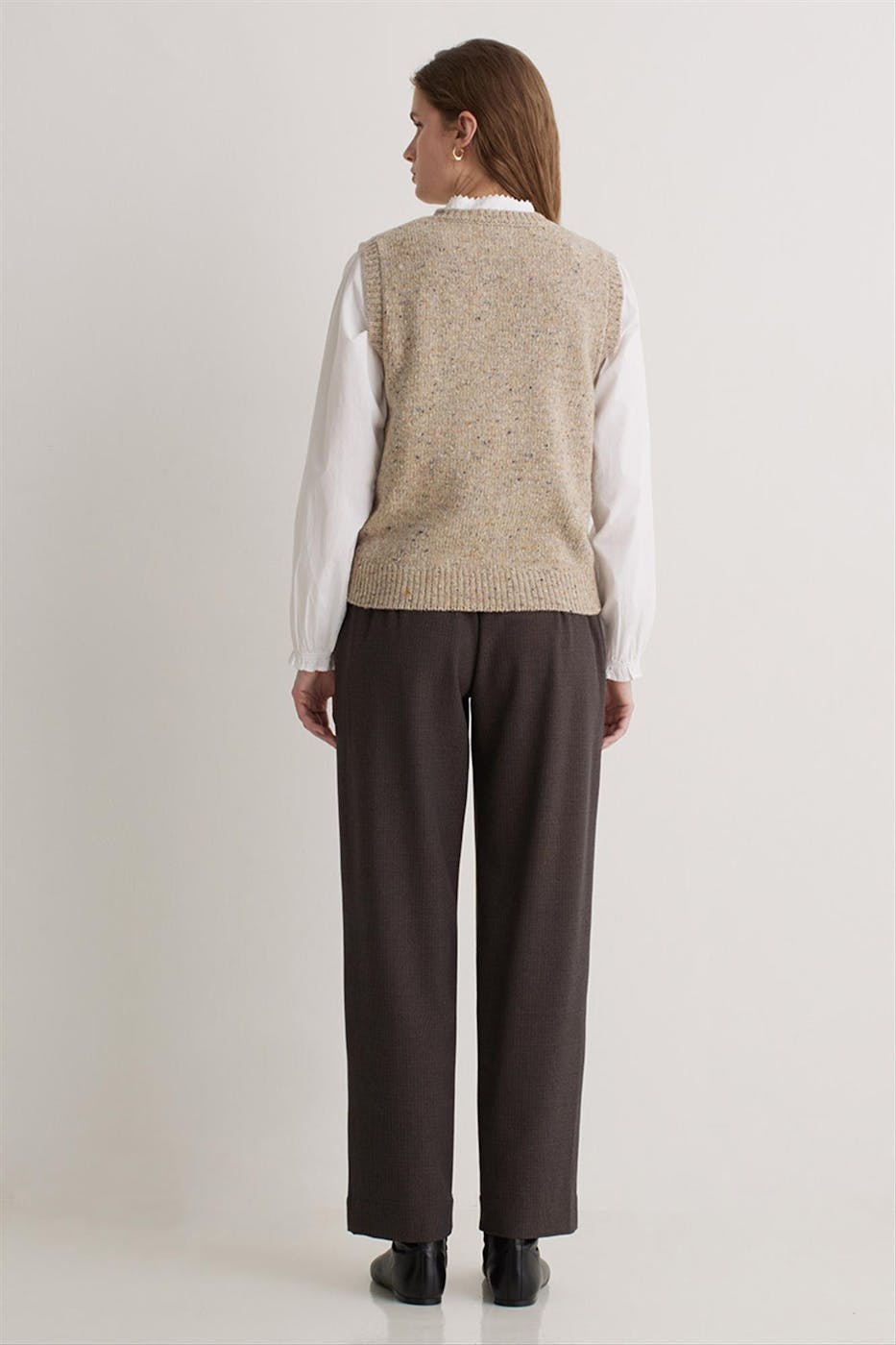 YERSE - Donkerbruine Checks broek