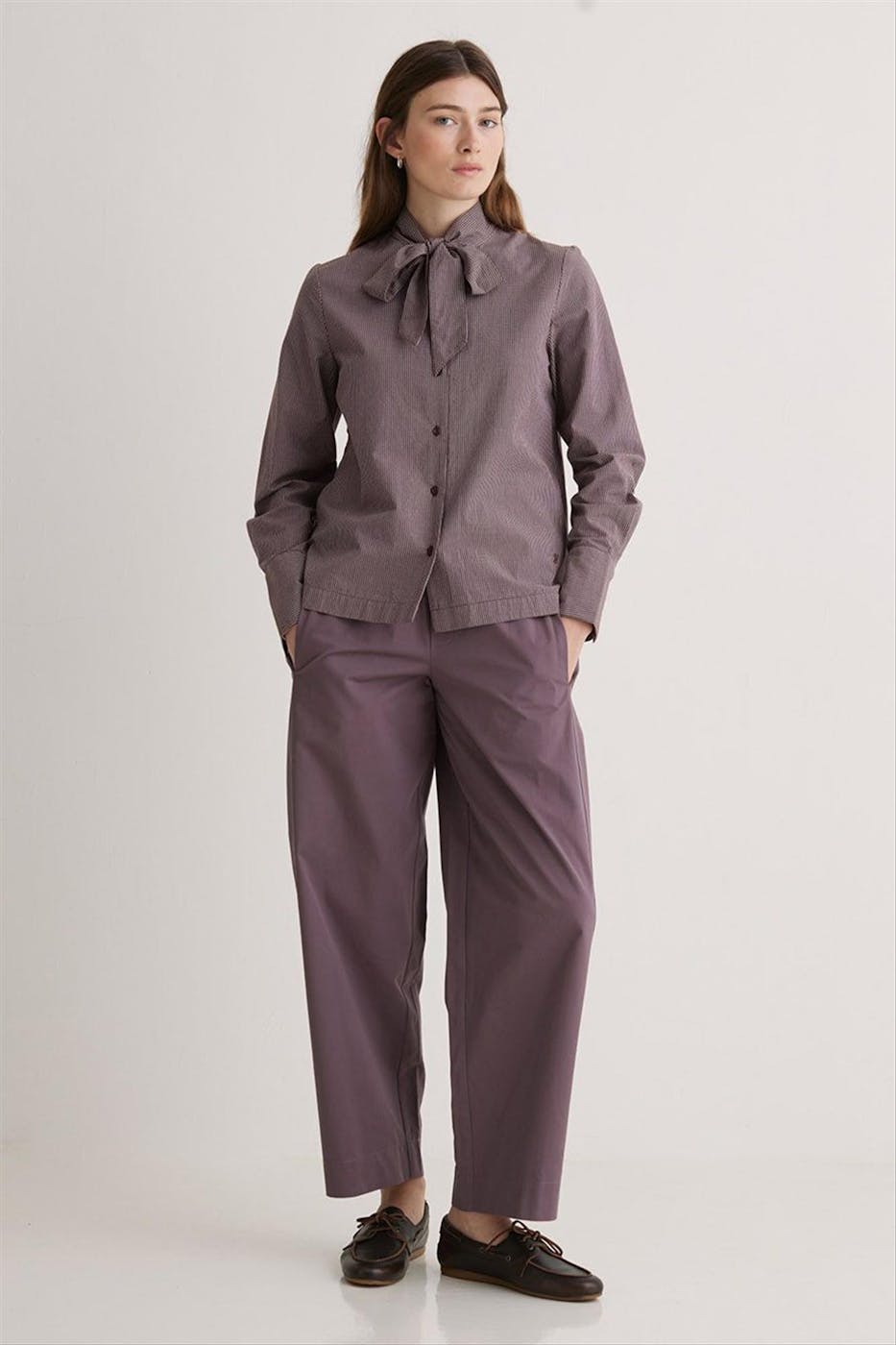 YERSE - Donkerbordeaux Check blouse