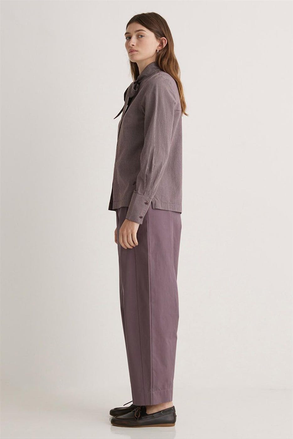 YERSE - Donkerbordeaux Check blouse