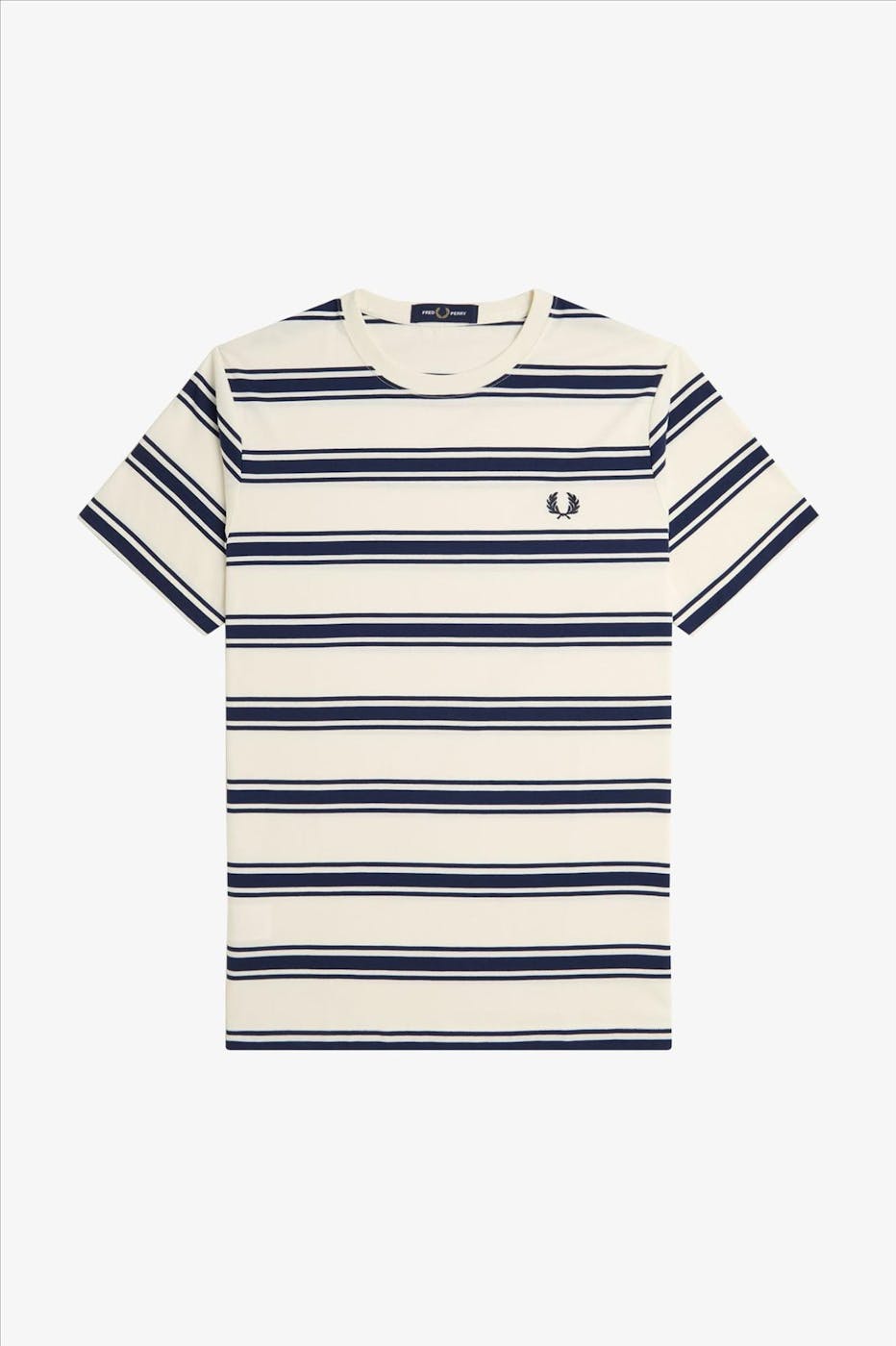Fred Perry - Ecru-Donkerblauwe Fine Stripe T-shirt