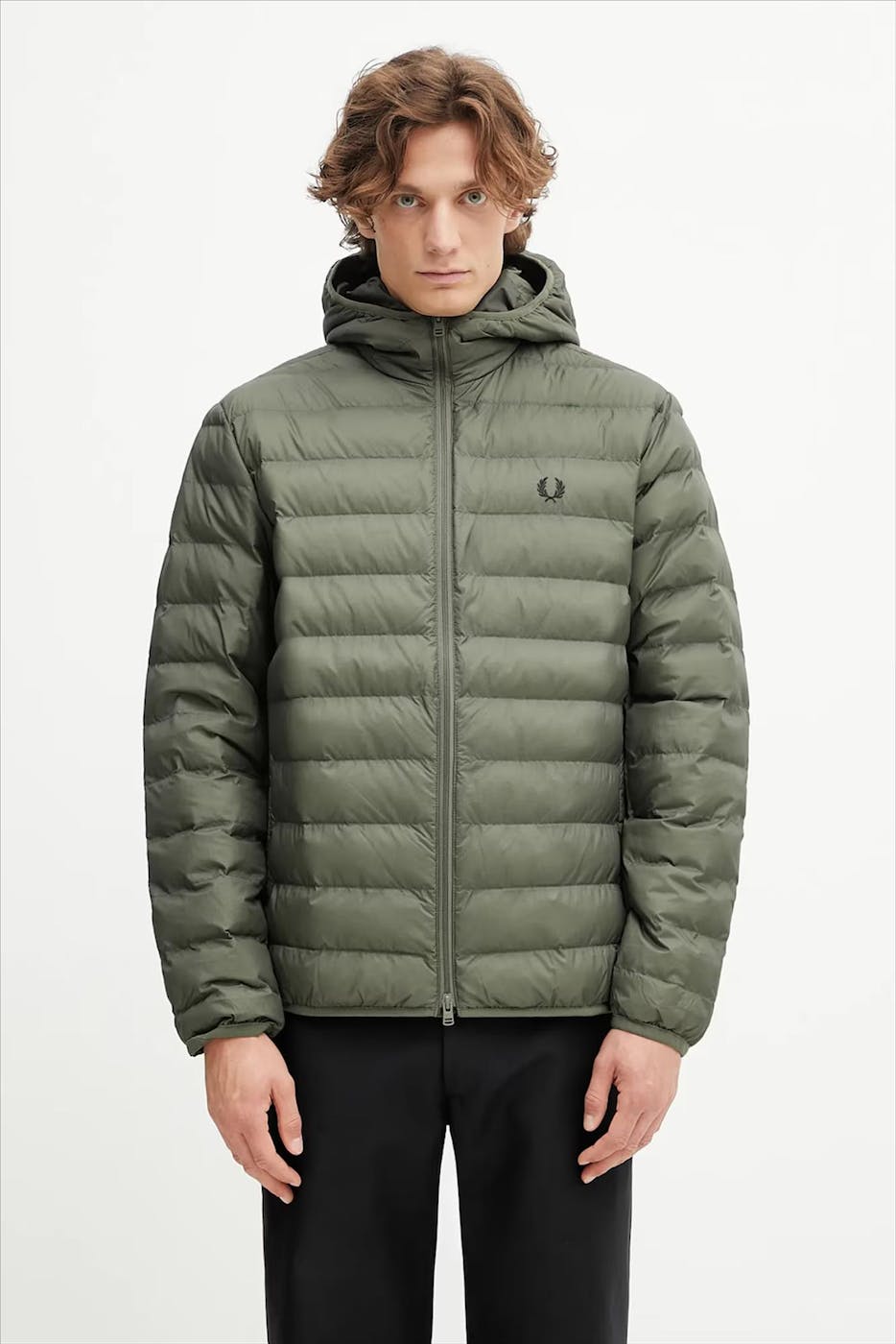 Fred Perry - Olijfgroene Hooded Insulated jas