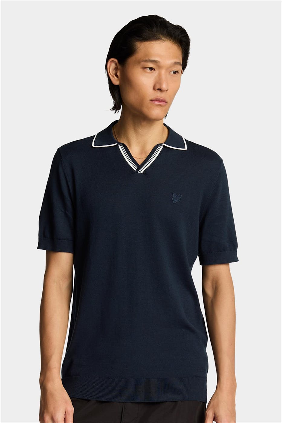 Lyle & Scott - Donkerblauwe Open Collar polotrui