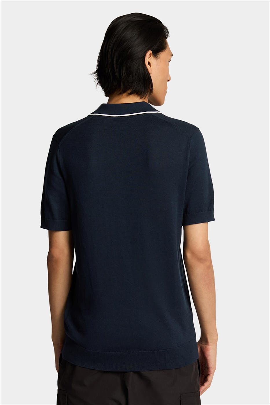 Lyle & Scott - Donkerblauwe Open Collar polotrui