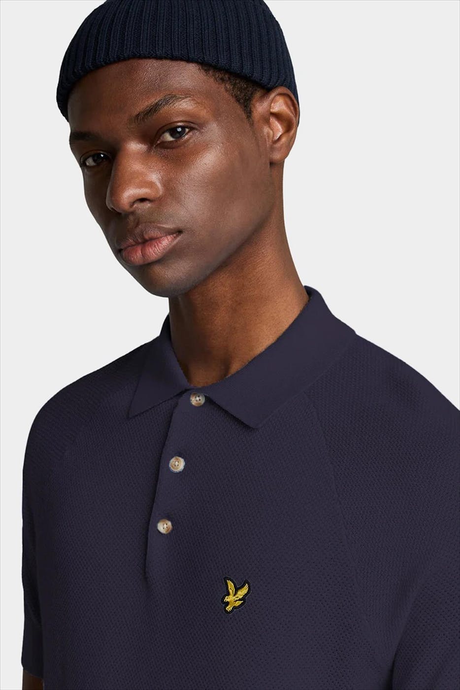 Lyle & Scott - Donkerblauwe Linen Blend polo