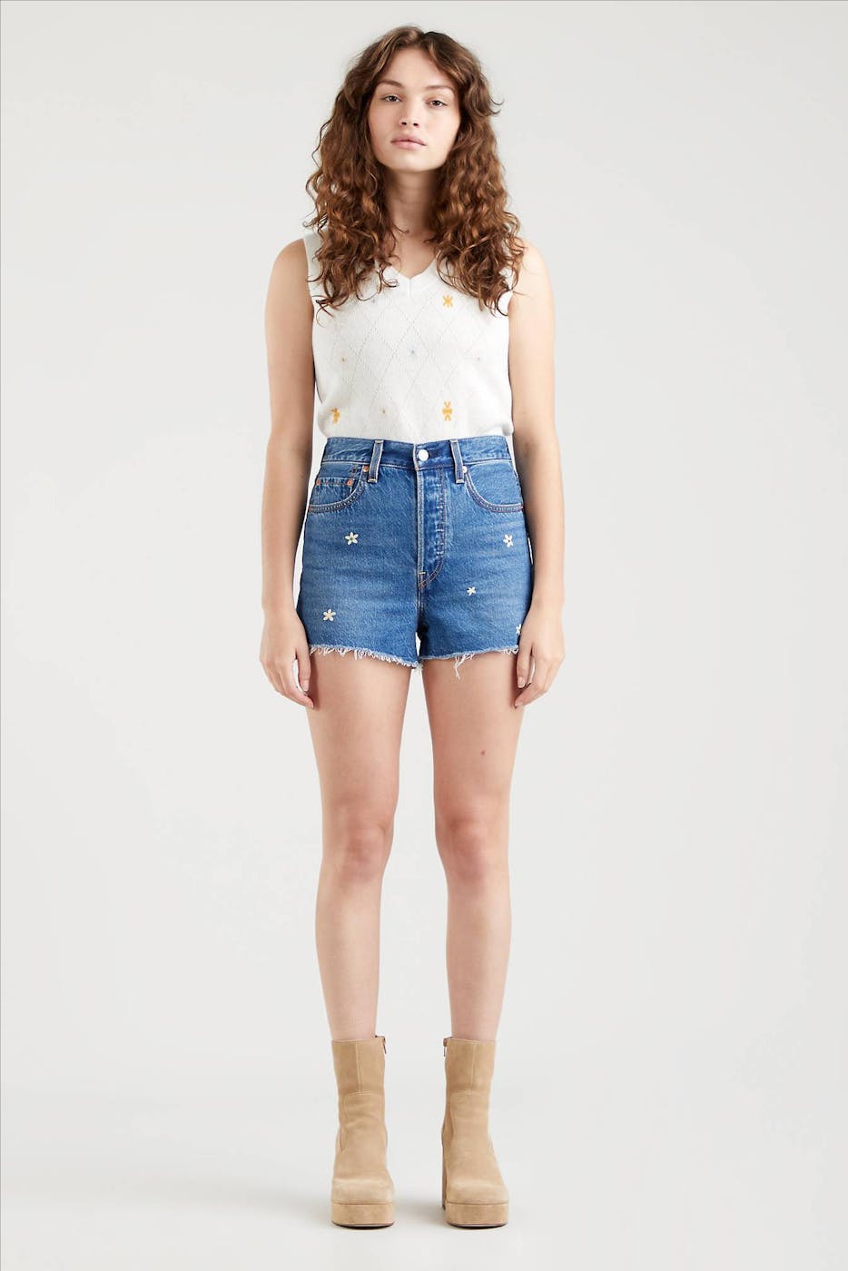 Levi's - Blauwe ribcage met bloemen short