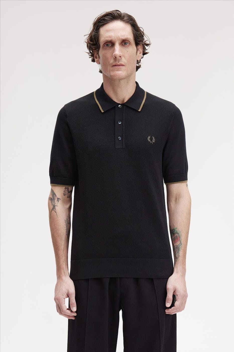 Fred Perry - Zwarte Pique Stitch polo