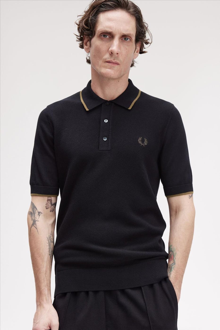 Fred Perry - Zwarte Pique Stitch polo