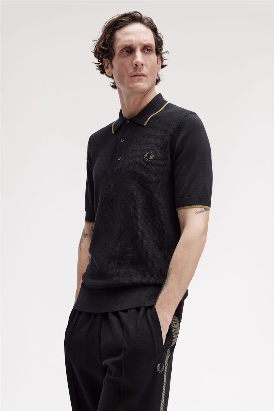 Fred Perry - Zwarte Pique Stitch polo