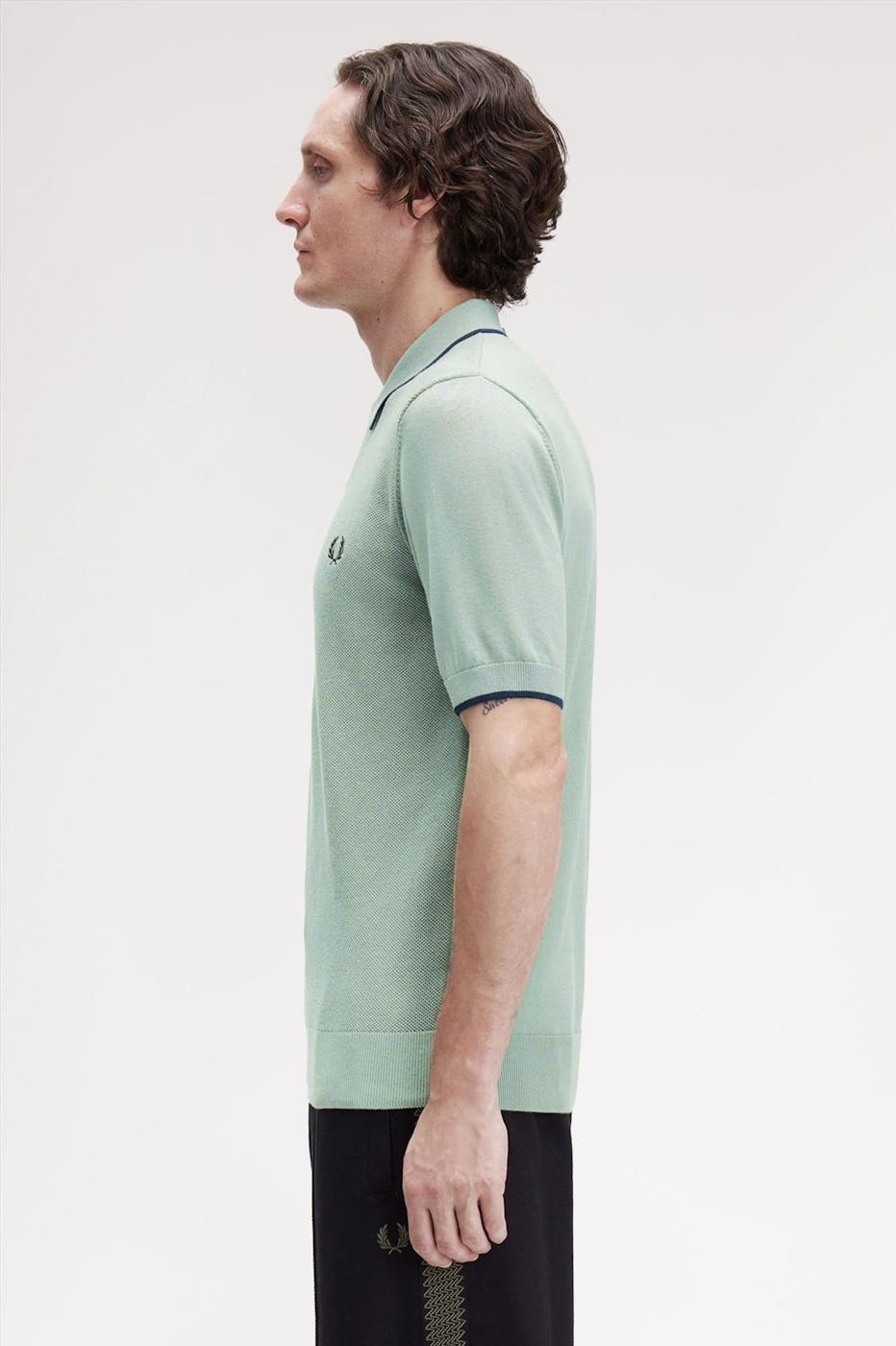 Fred Perry - Mintgroene Pique Stitch Knitted polo