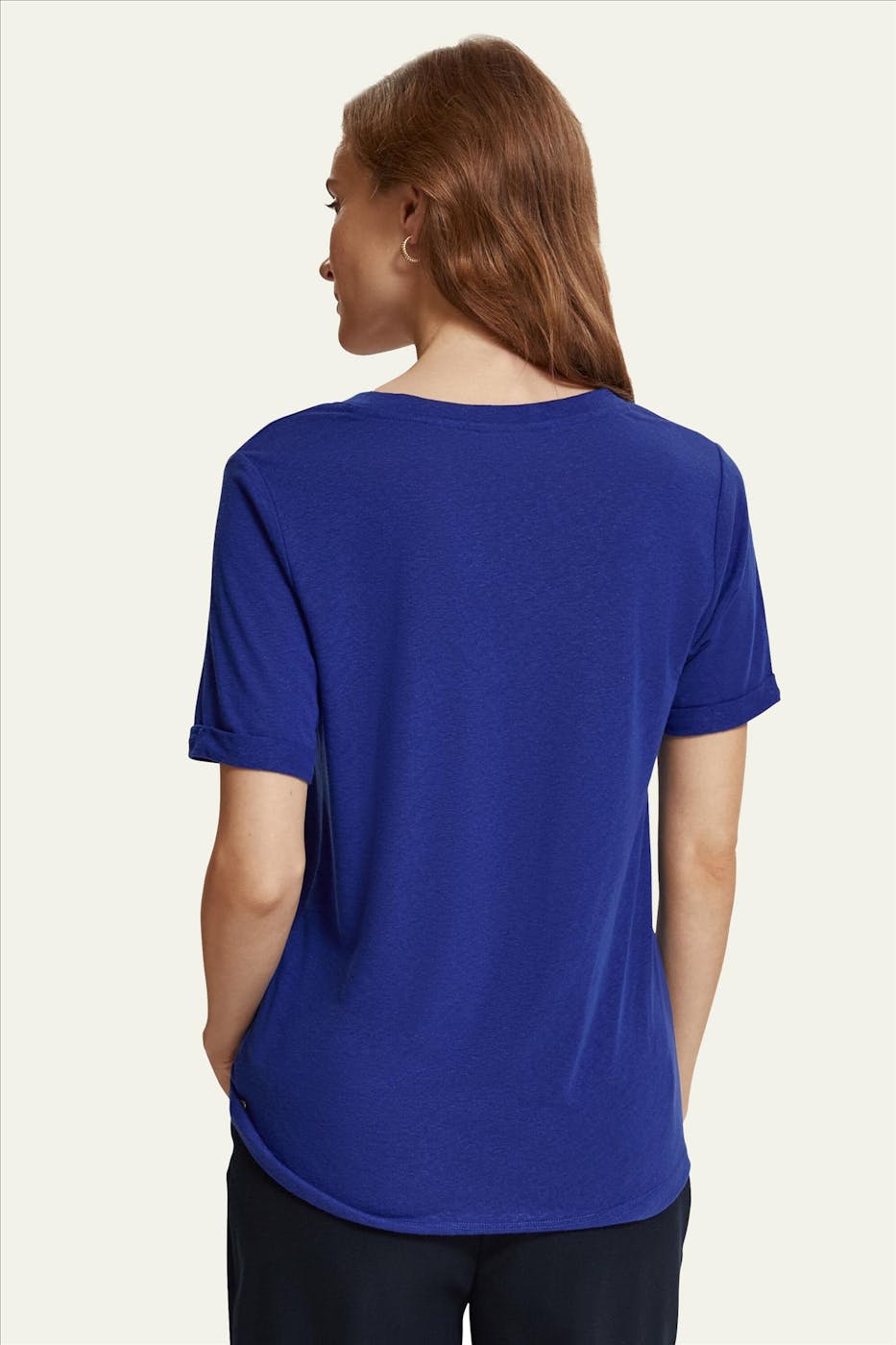 Scotch & Soda - Koninklijk blauwe Linnen T-shirt