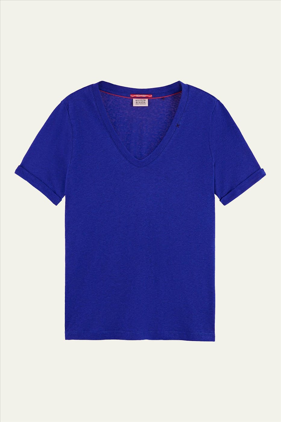Scotch & Soda - Koninklijk blauwe Linnen T-shirt