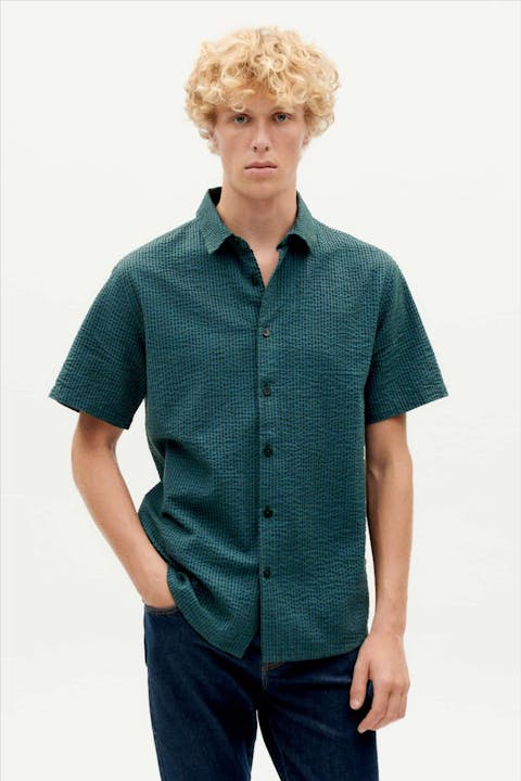 Thinking Mu - Blauw-Groen Seercucker Tom hemd