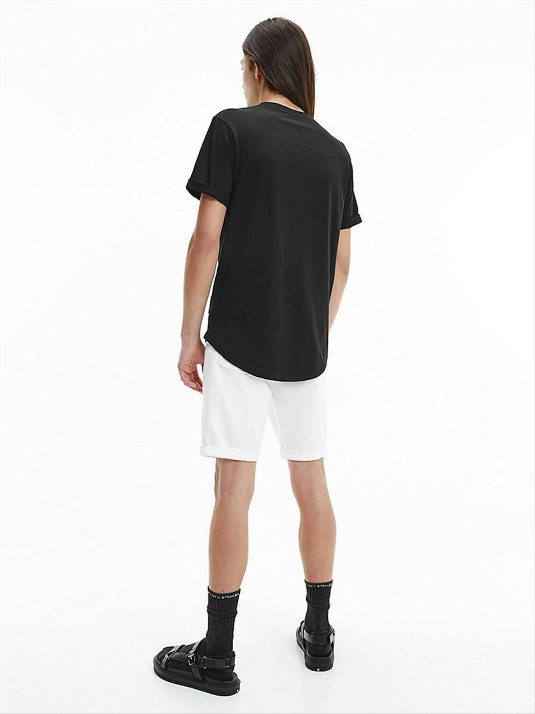 Calvin Klein Jeans - Zwarte Badge Turn Up Sleeve T-shirt