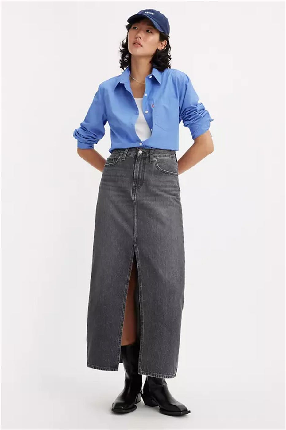 Levi's - Donkergrijze Ankle Column jeansrok