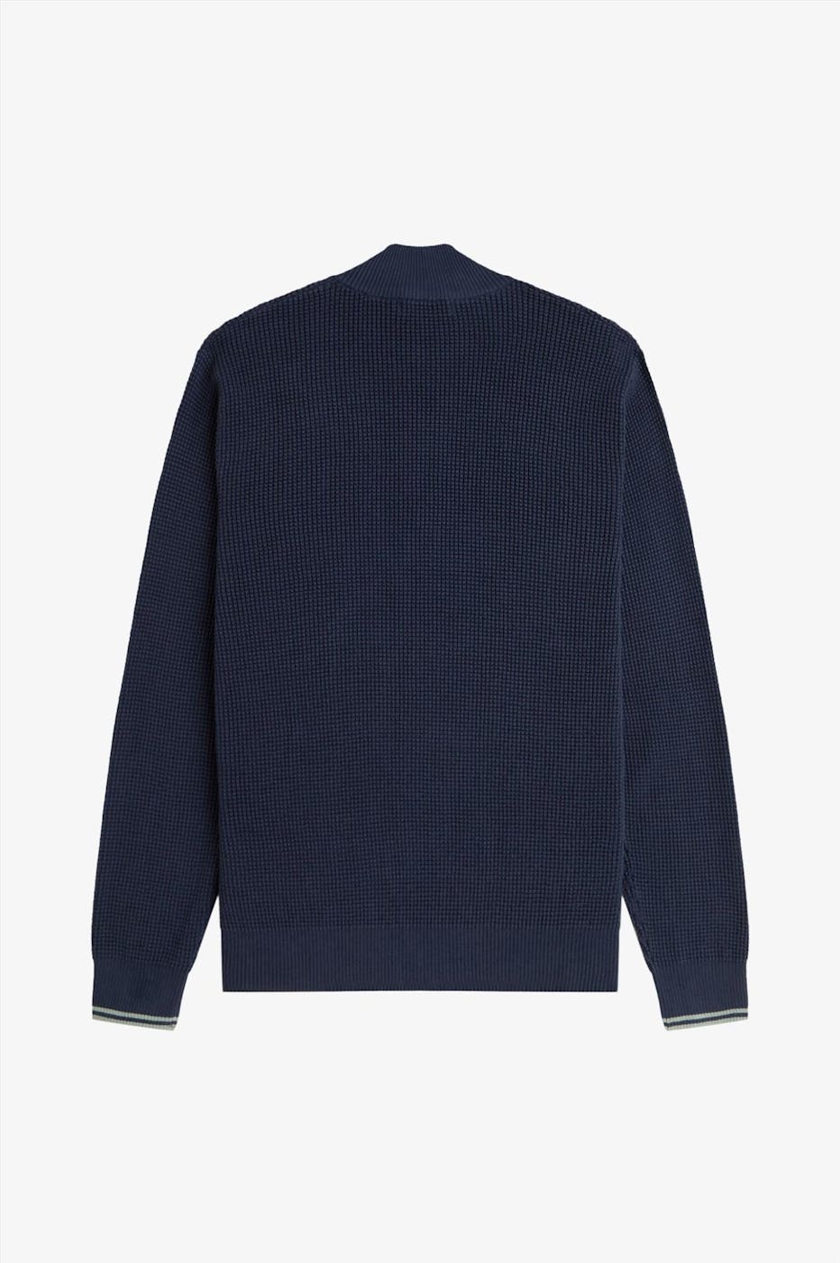 Fred Perry - Donkerblauwe Waffle Stitch Half Zip sweater