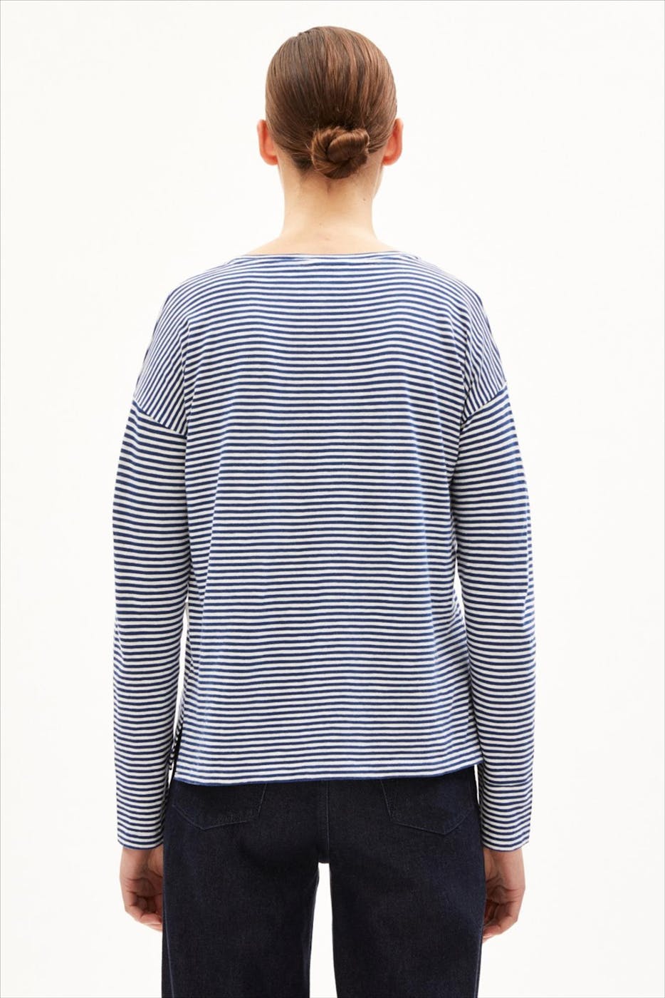 Armed Angels - Blauwe-Ecru Xianaa longsleeve