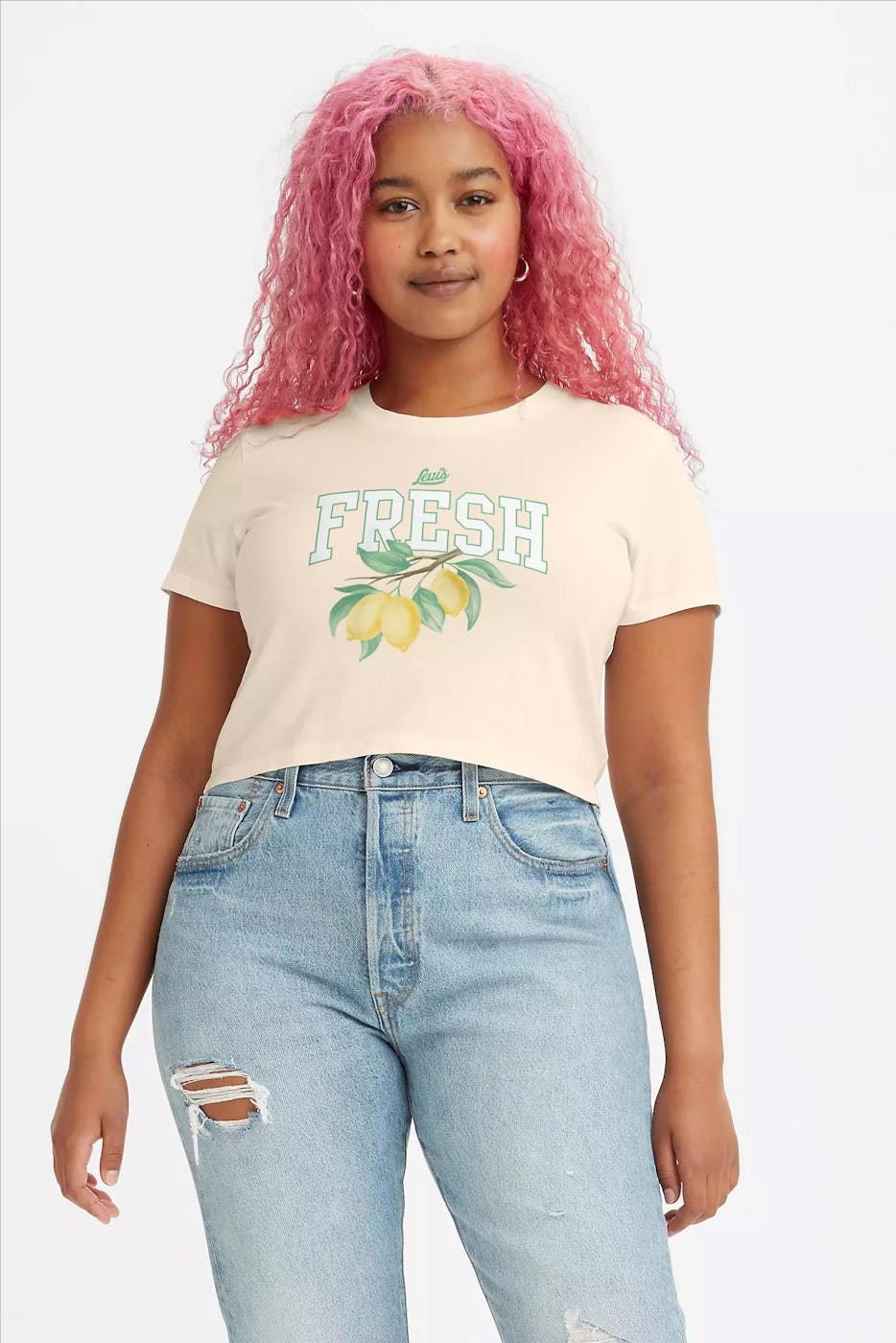 Levi's - Ecru Cropped Jordie T-shirt