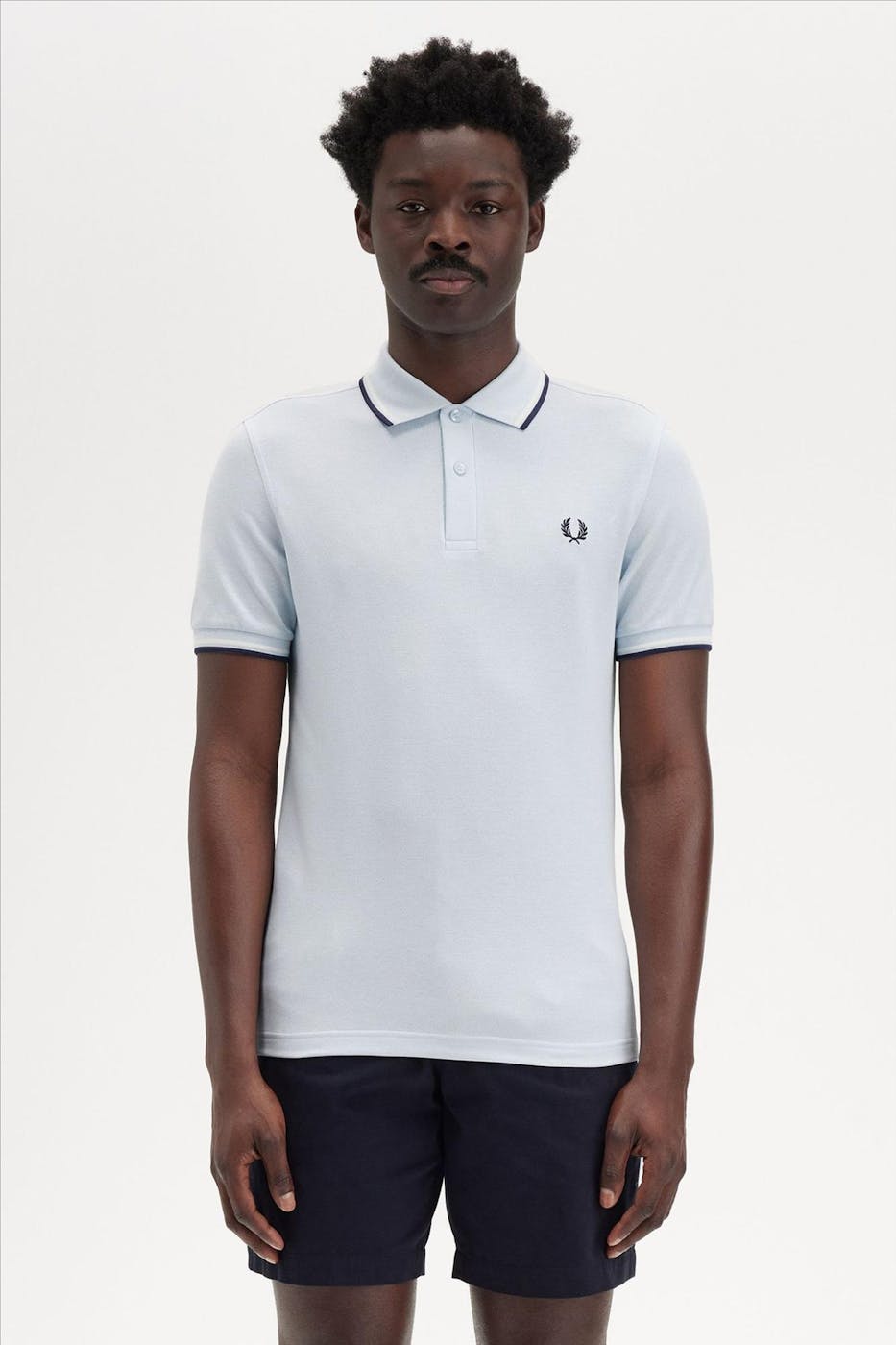 Fred Perry - Lichtblauwe Twin Tipped polo