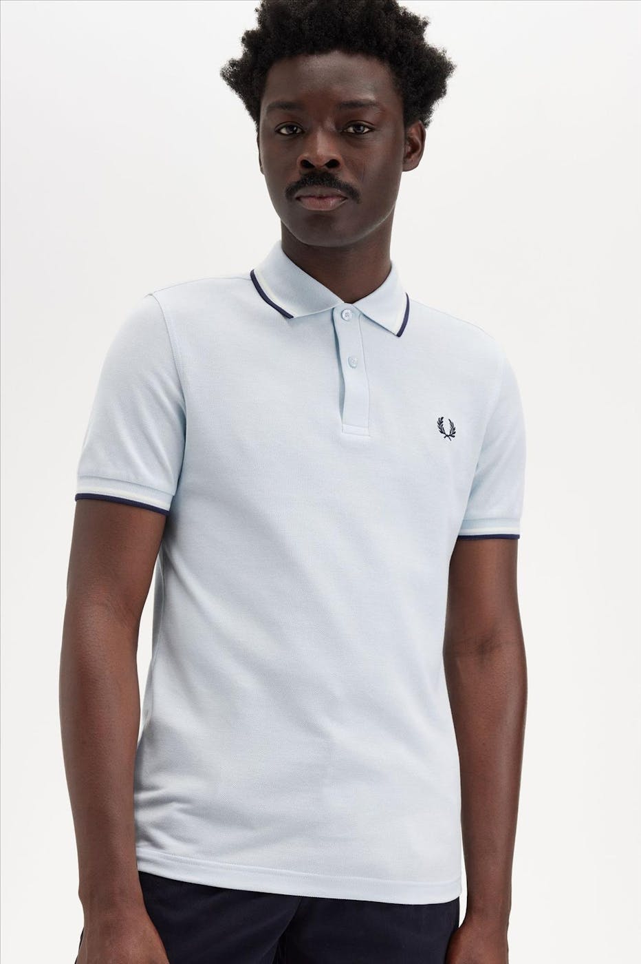 Fred Perry - Lichtblauwe Twin Tipped polo