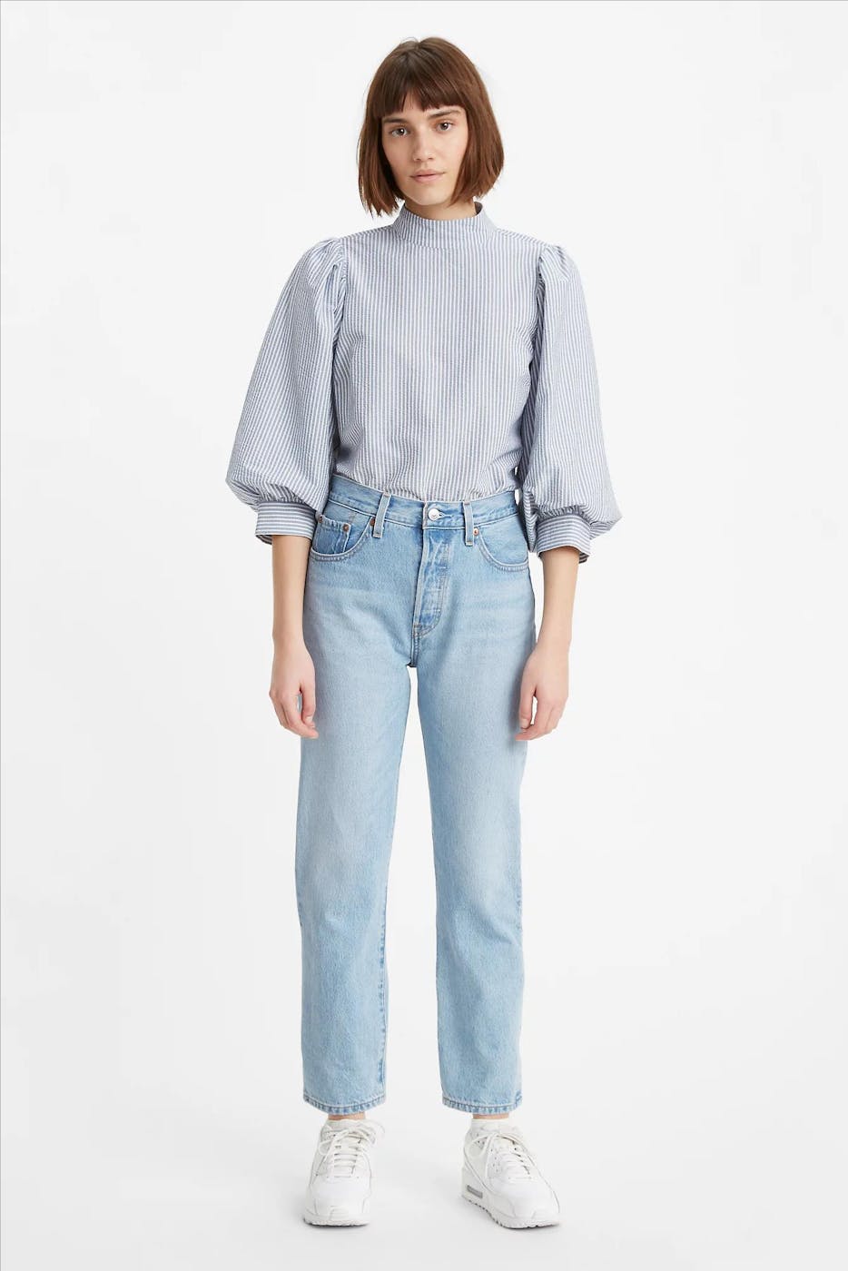 Levi's - Lichtblauwe 501 Original Cropped straight jeans