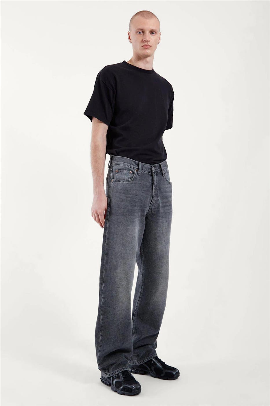Dr. Denim - Donkergrijze Omar wide straight jeans