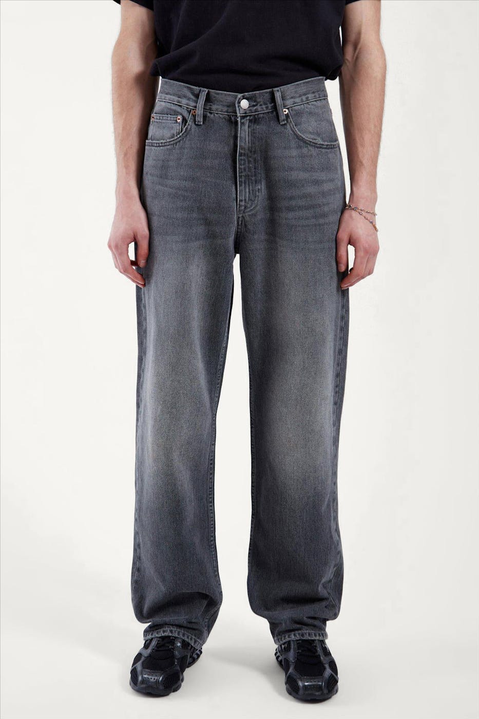 Dr. Denim - Donkergrijze Omar wide straight jeans
