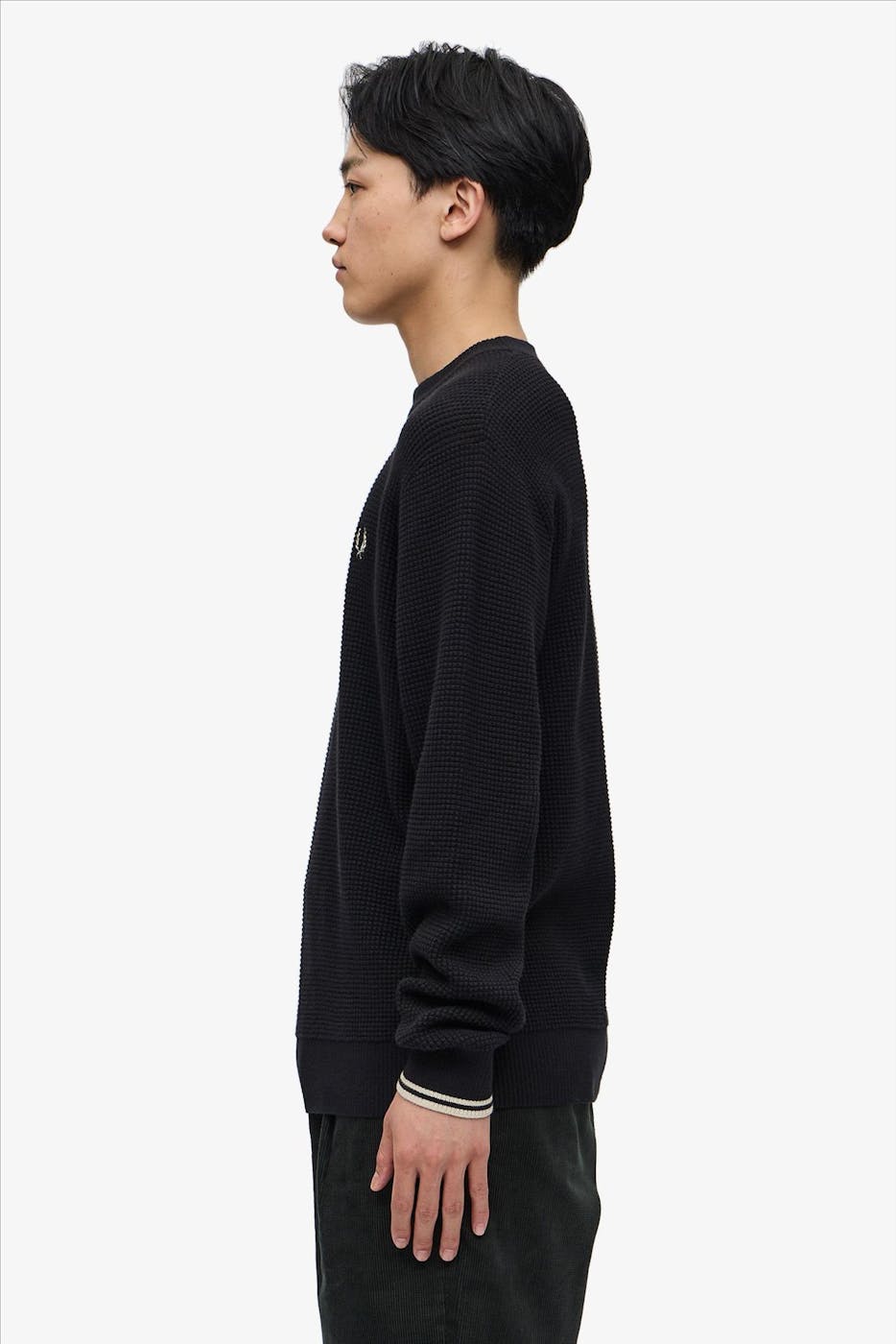 Fred Perry - Zwarte Waffle Stitch trui