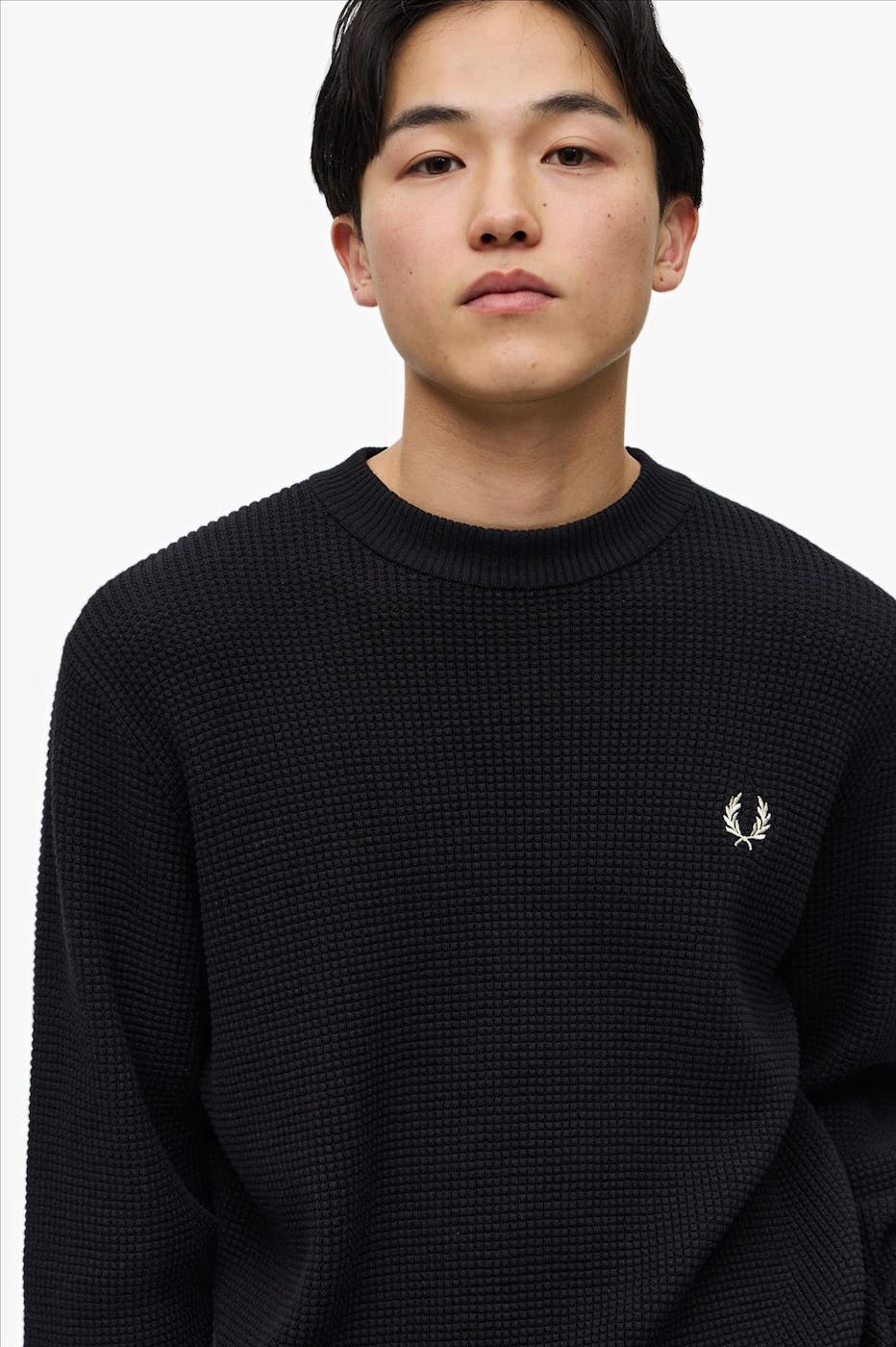 Fred Perry - Zwarte Waffle Stitch trui