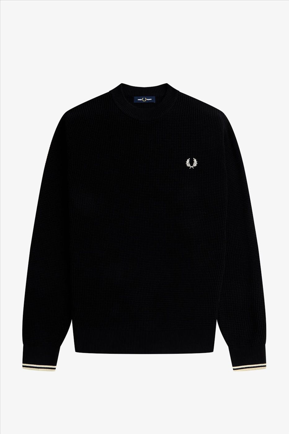 Fred Perry - Zwarte Waffle Stitch trui