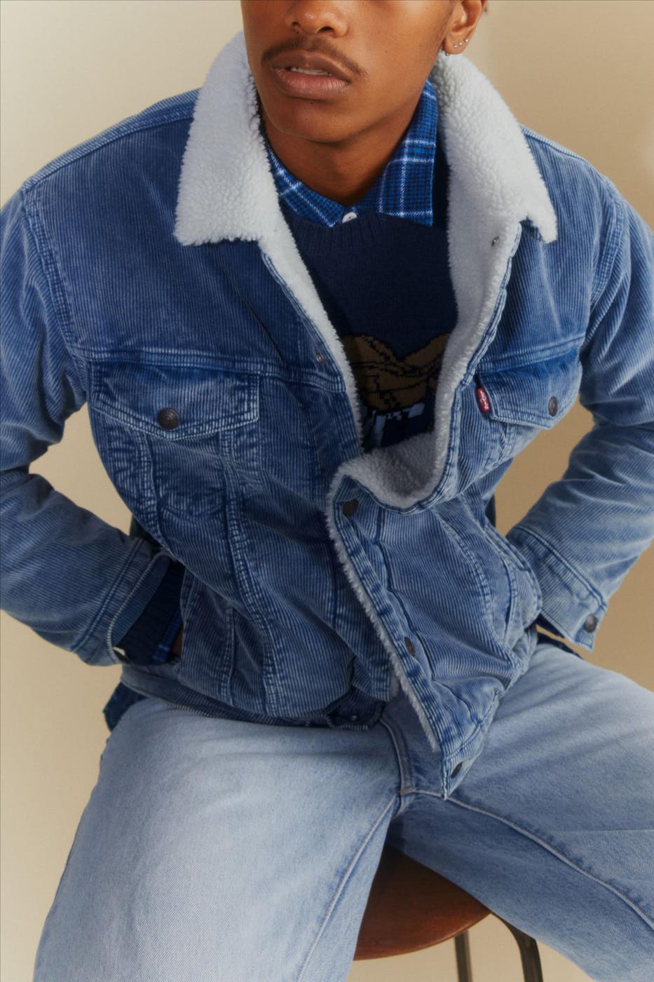 Levi's - Blauwe Corduroy Trucker jas