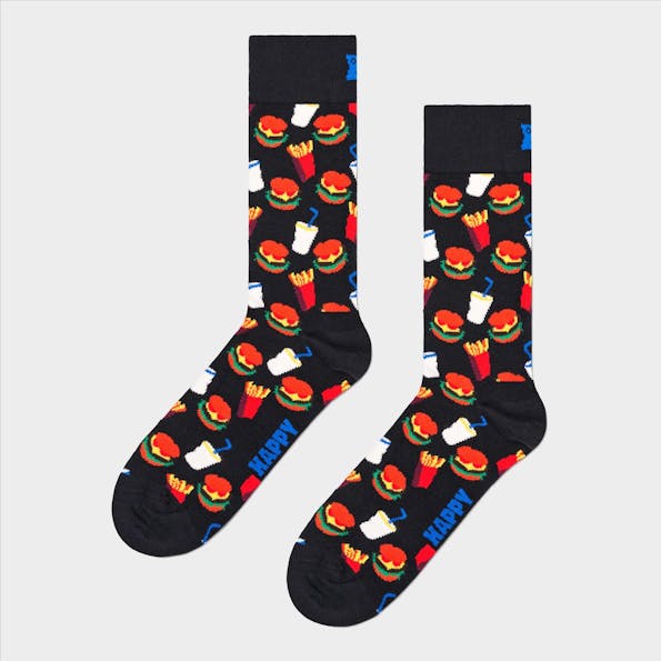 Happy Socks - Zwarte Hamburger sokken maat 41-46