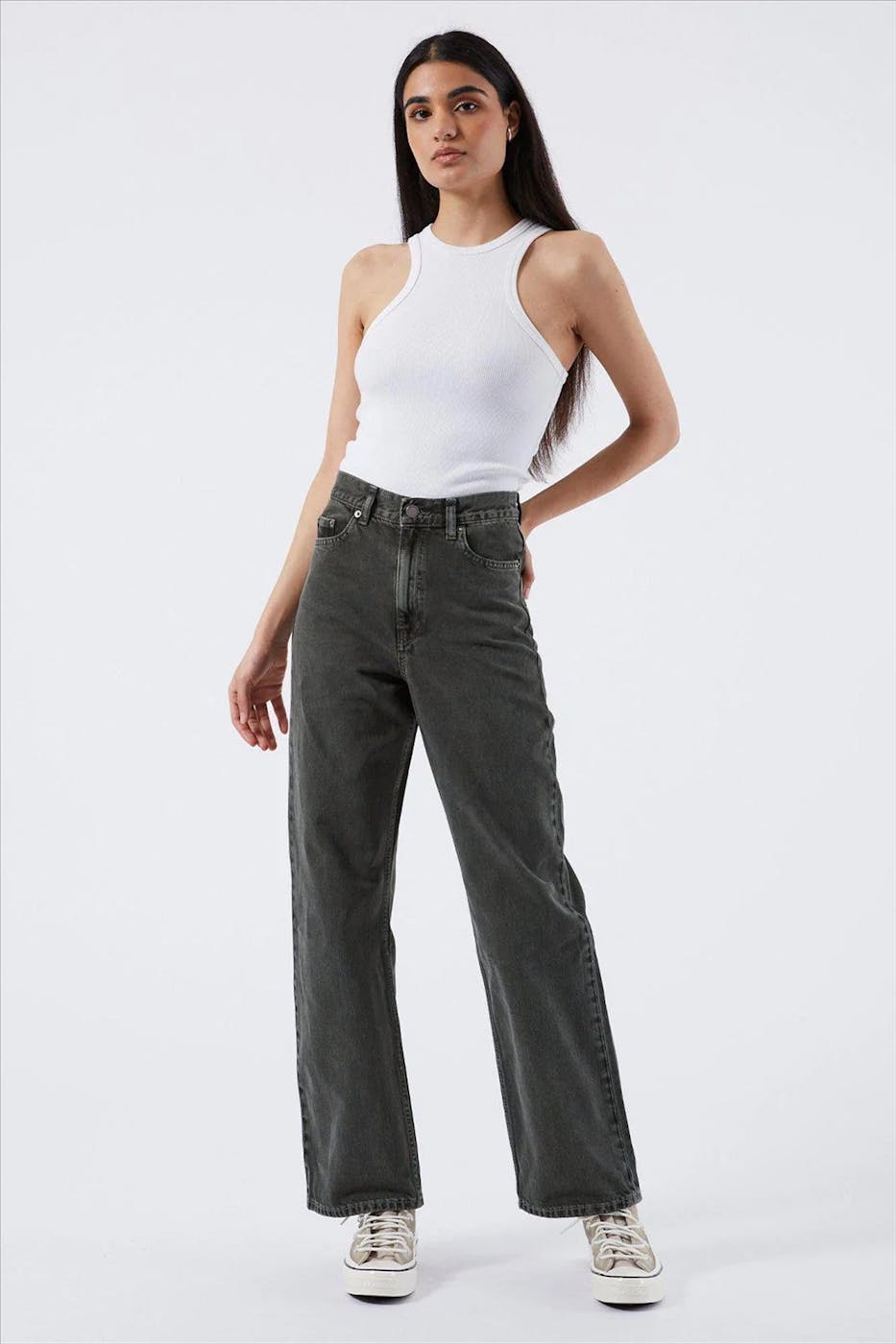 Dr. Denim - Donkergroene Echo Straight jeans