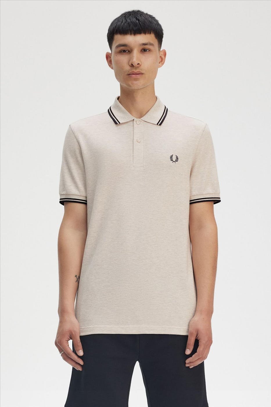 Fred Perry - Beige-Donkergrijze Twin Tipped polo
