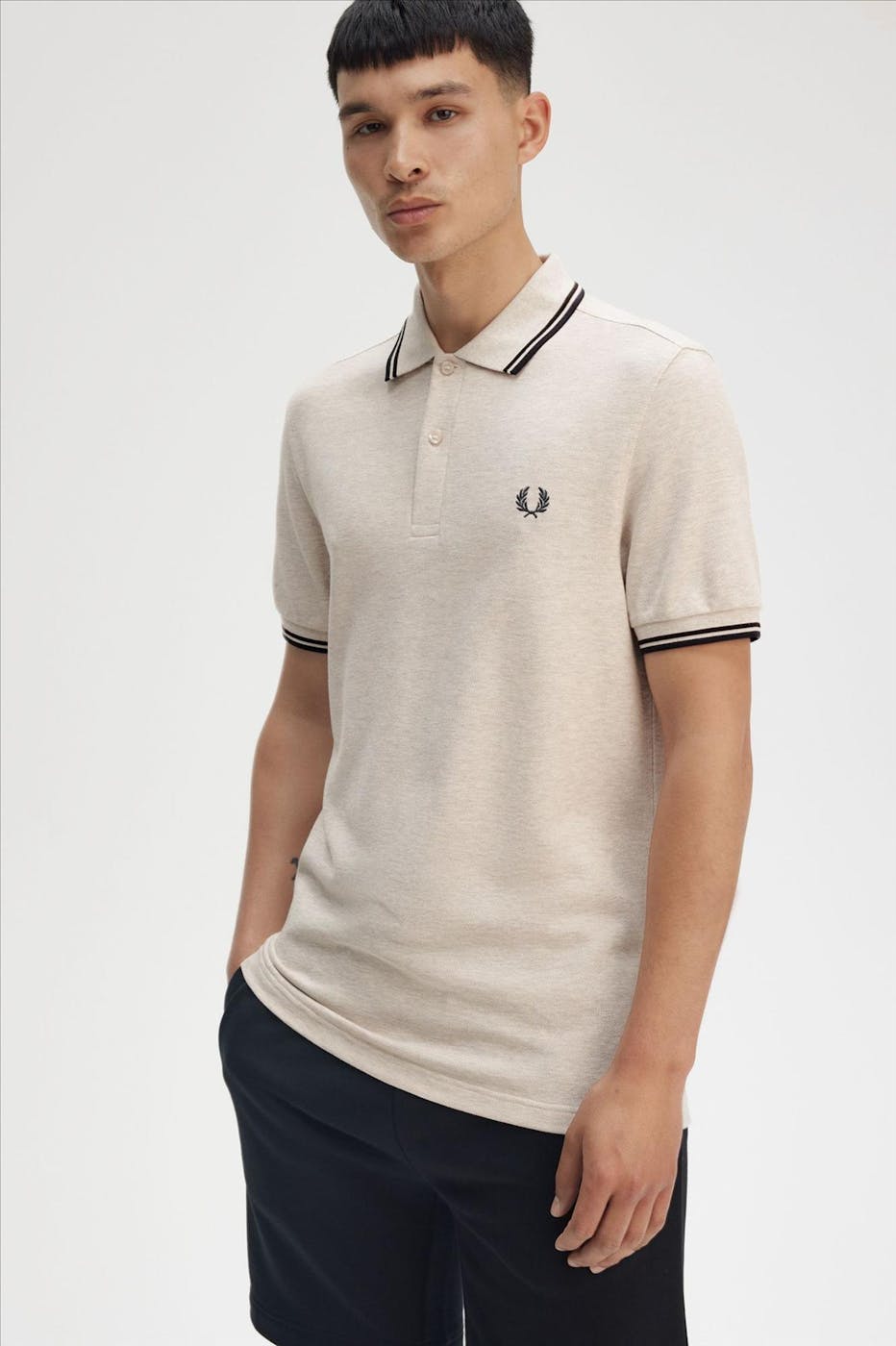 Fred Perry - Beige-Donkergrijze Twin Tipped polo