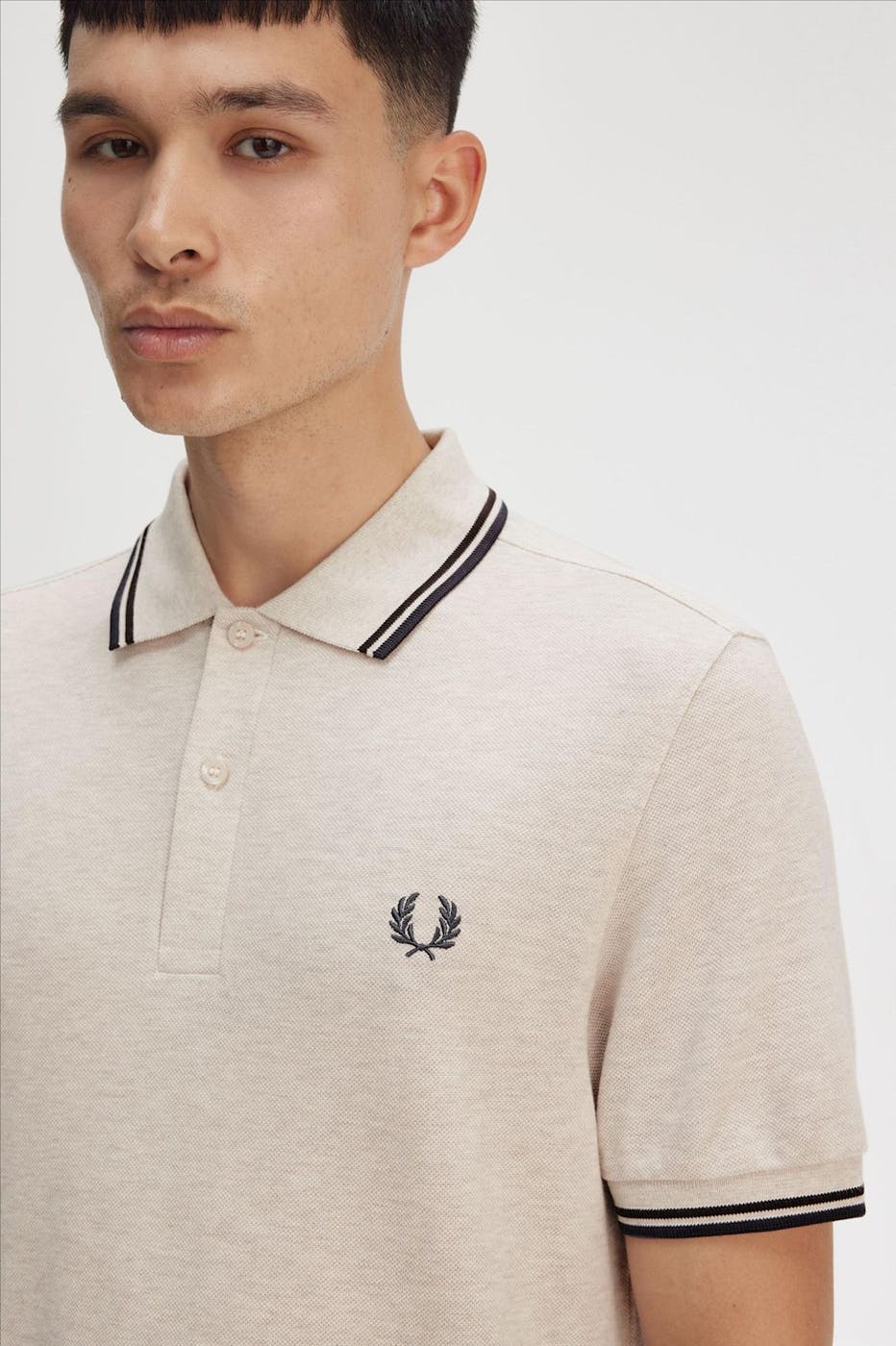 Fred Perry - Beige-Donkergrijze Twin Tipped polo