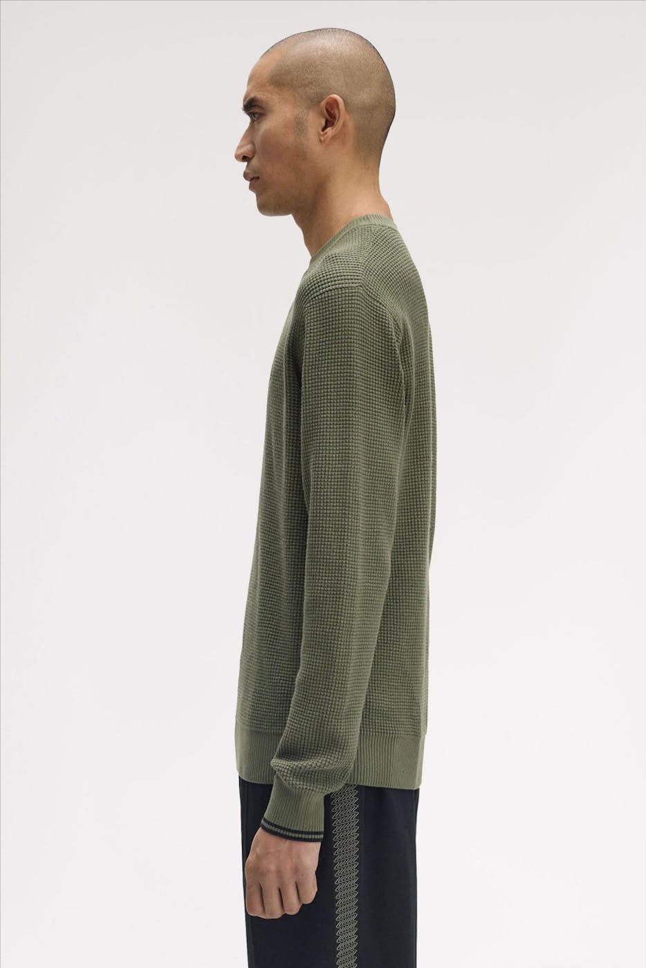 Fred Perry - Olijfgroene Waffle Stitch trui